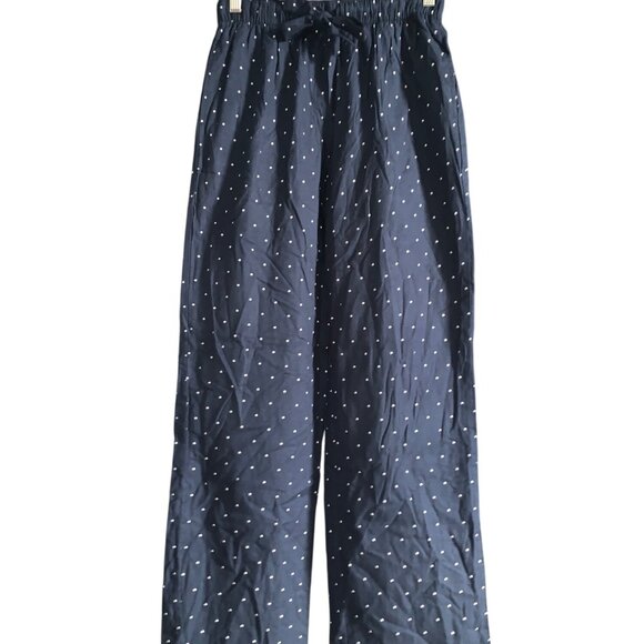 Auden Womens Navy Blue Polka Dot Wide-Leg Sleepwear Pants With Pockets Size XS - Picture 6 of 10